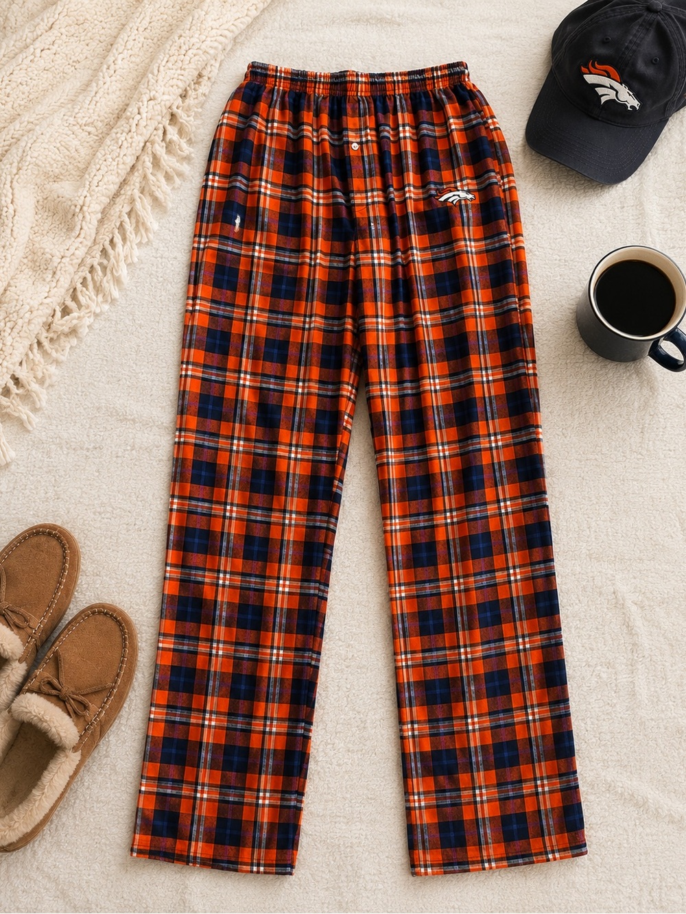 Denver Broncos Plaid Flannel Lounge Sleep Pajama Pants Men’s 2XL NFL